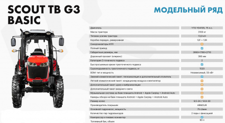 Трактор SCOUT SERIES TB Basic Generation 3 (YTO YD4105, 75 л.с.